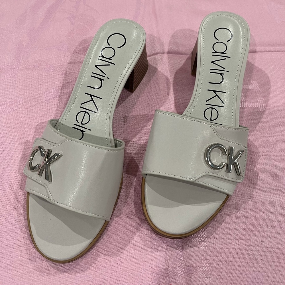 Calvin Klein Cuadra Logo Stack-Heel Sandals